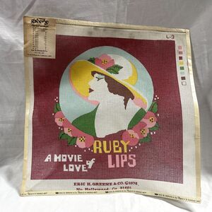 Ruby Lips A Movie of Love L9 Needlepoint Canvas Eric Greene Vtg 1976 15X15
